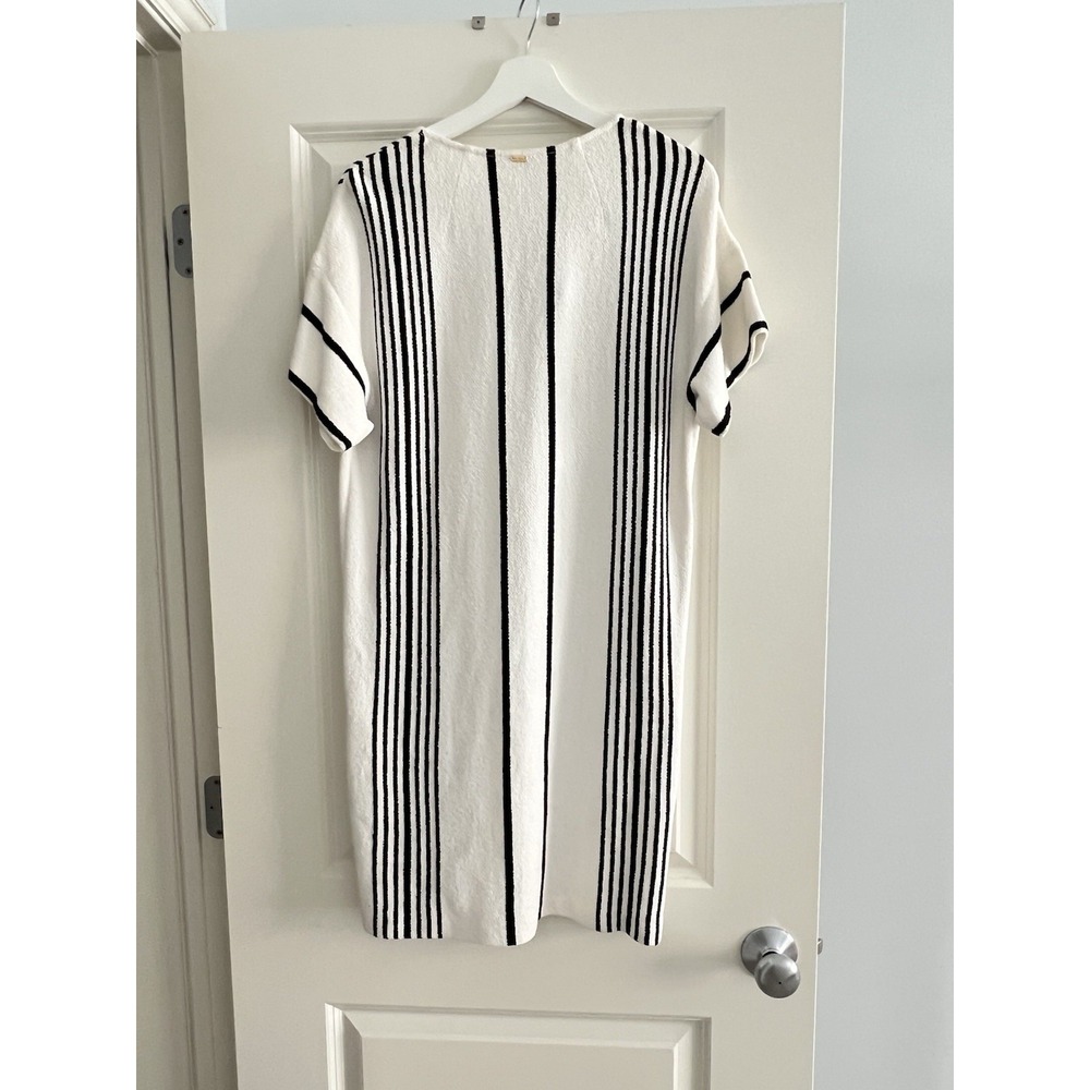 NWT St. John Knits Bright White/Black Striped Summer Style Tunic Dress Size M - Picture 9 of 11